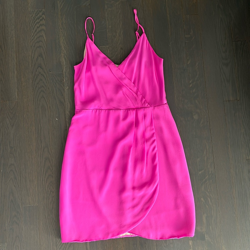 Lavender Brown hot pink dress XS EUC